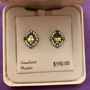 Simulated Peridot Earrings with Green Zirconia Accents